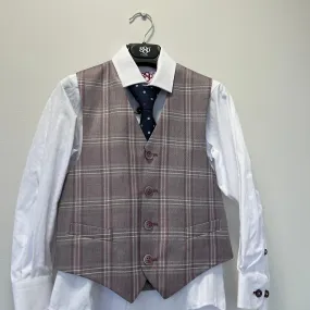 1880 Club Boys Blush Checked Waistcoat 55118/64