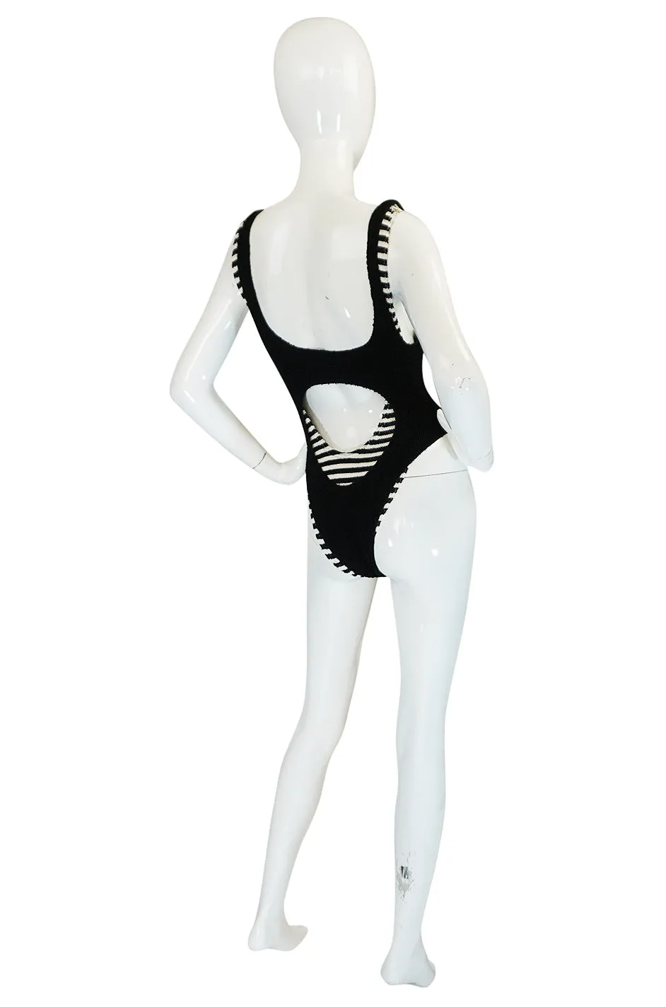 1980s Liza Bruce Black & White Two Piece Layered Swimsuit