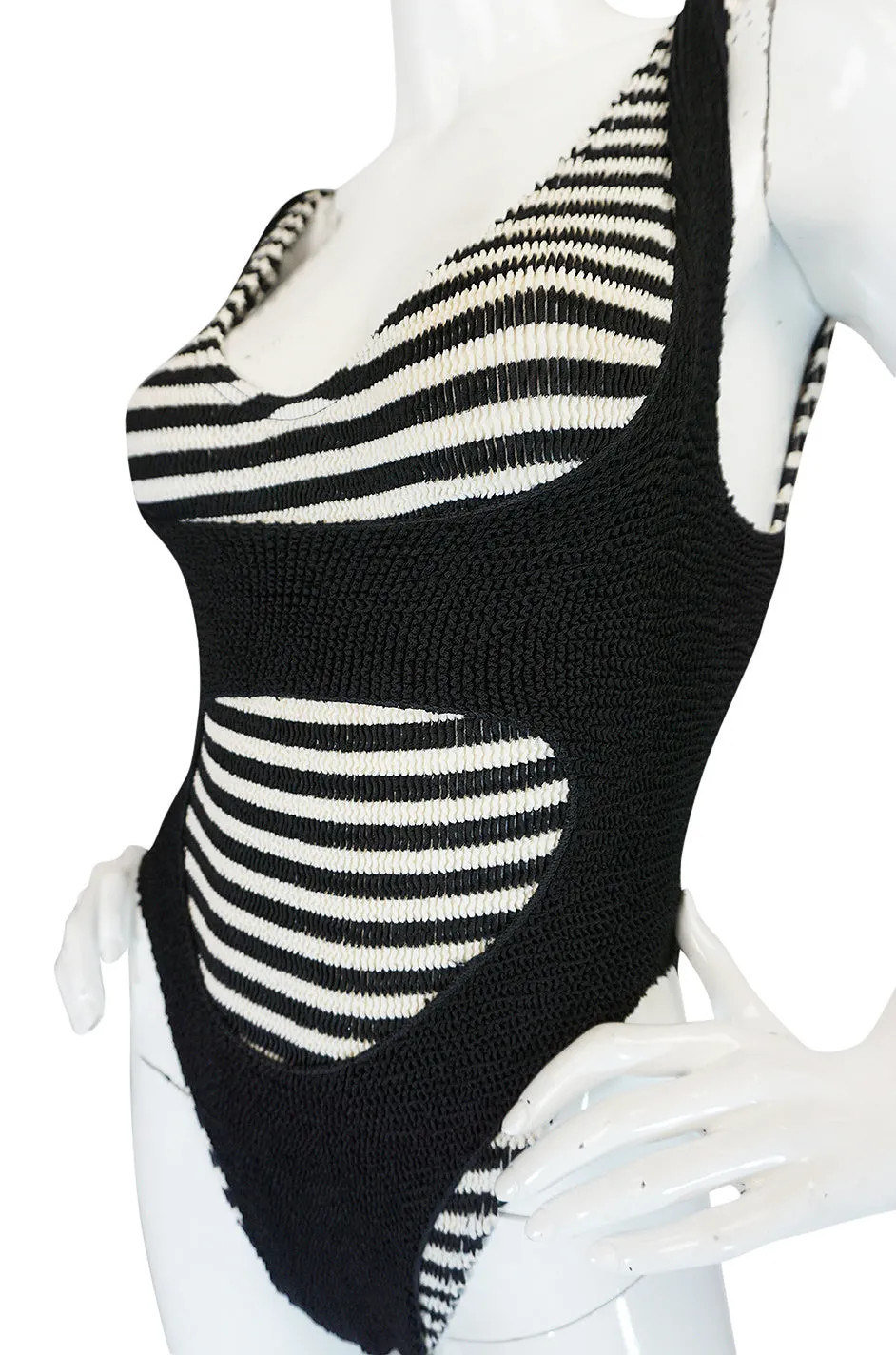 1980s Liza Bruce Black & White Two Piece Layered Swimsuit