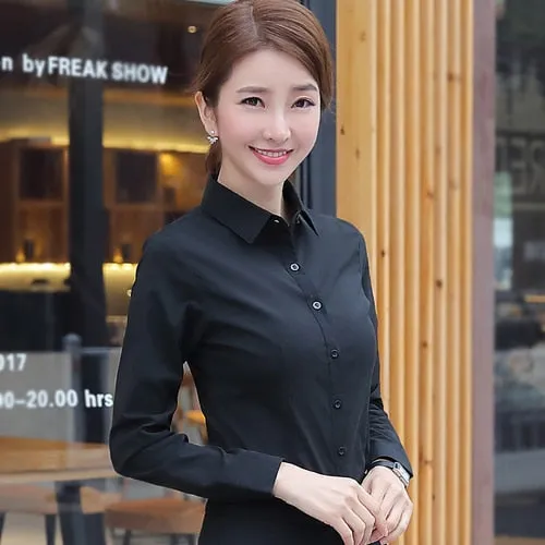 2021 Korean Women's Cotton Shirts Long Sleeve S-5XL