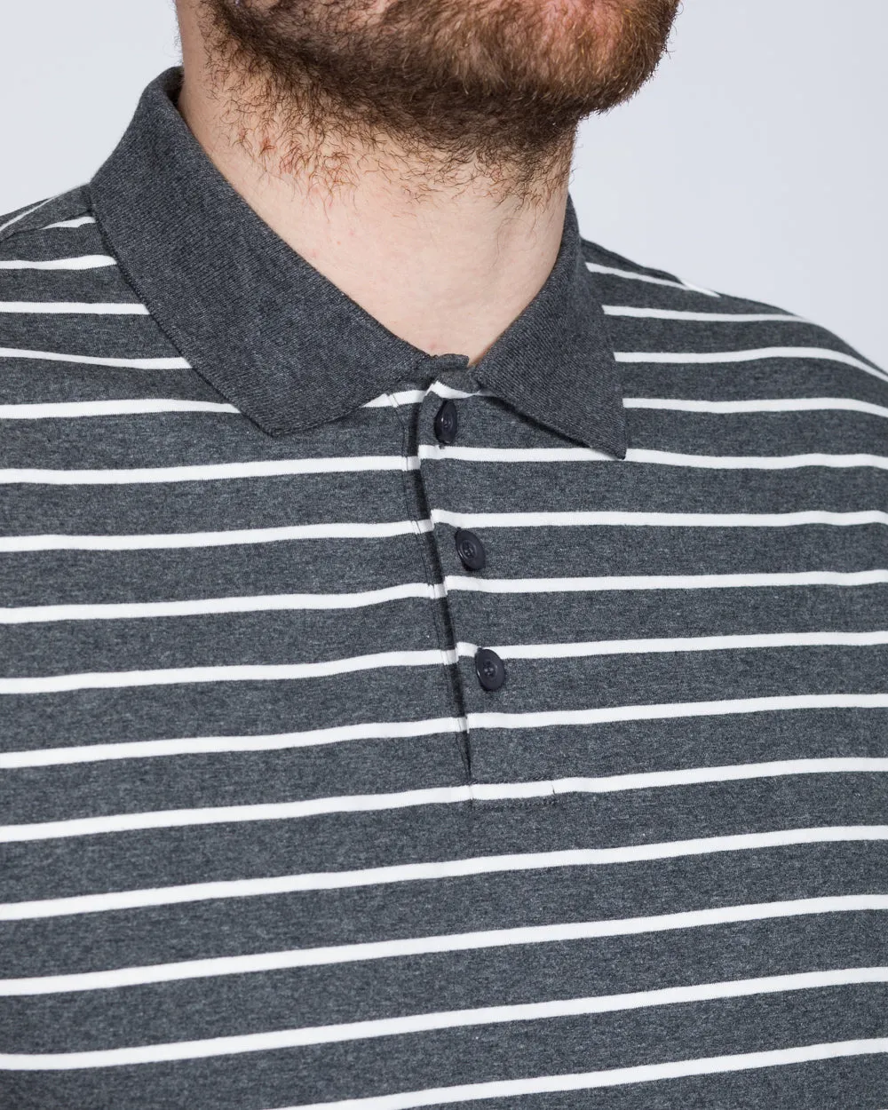 2t Slim Fit Tall Striped Polo Shirt (charcoal)