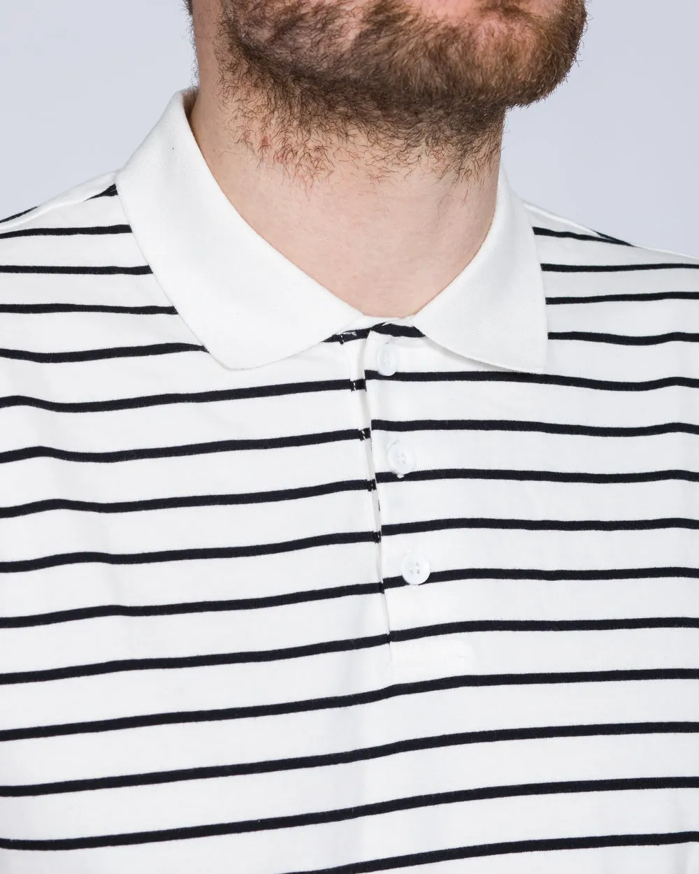 2t Slim Fit Tall Striped Polo Shirt (white)