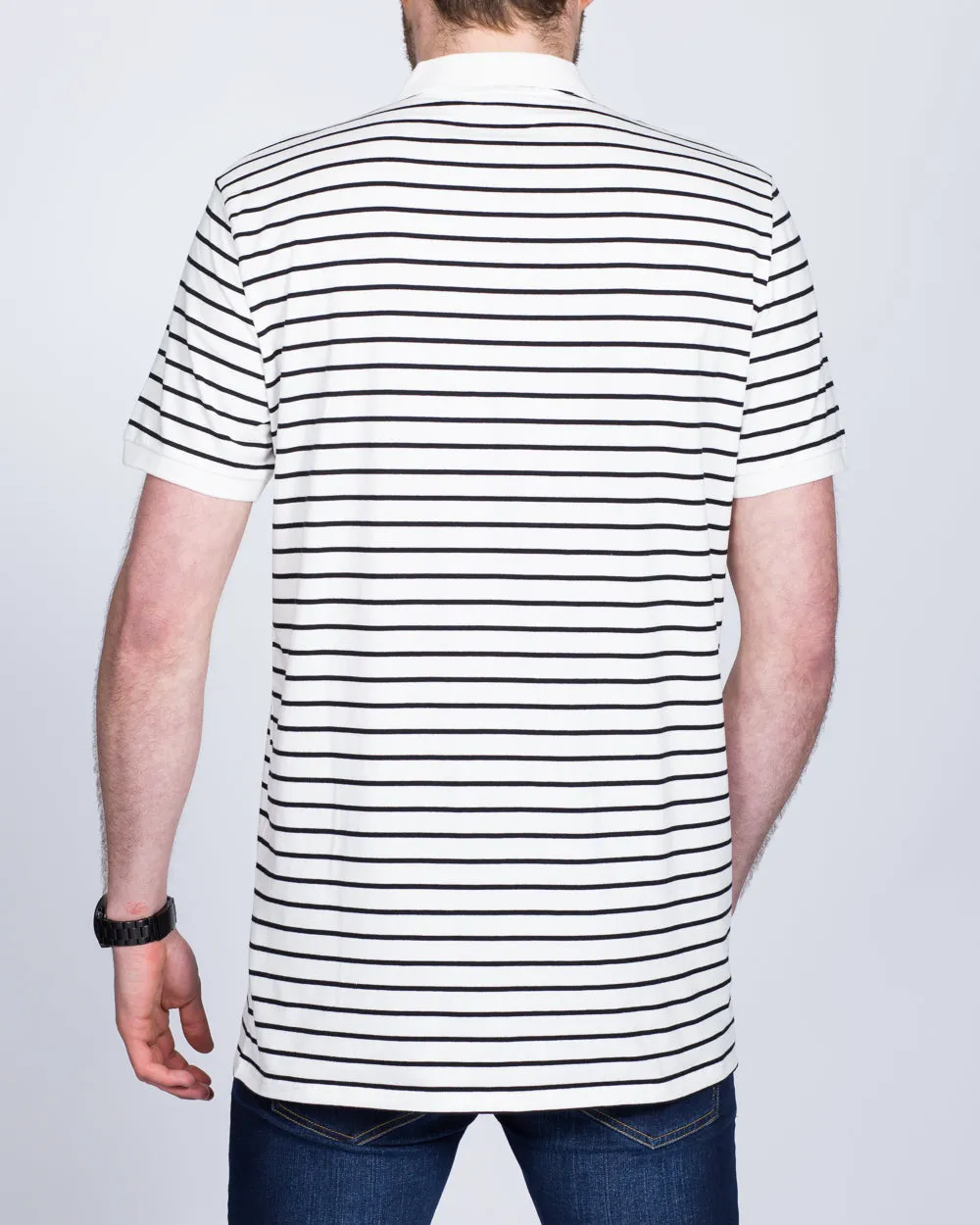 2t Slim Fit Tall Striped Polo Shirt (white)