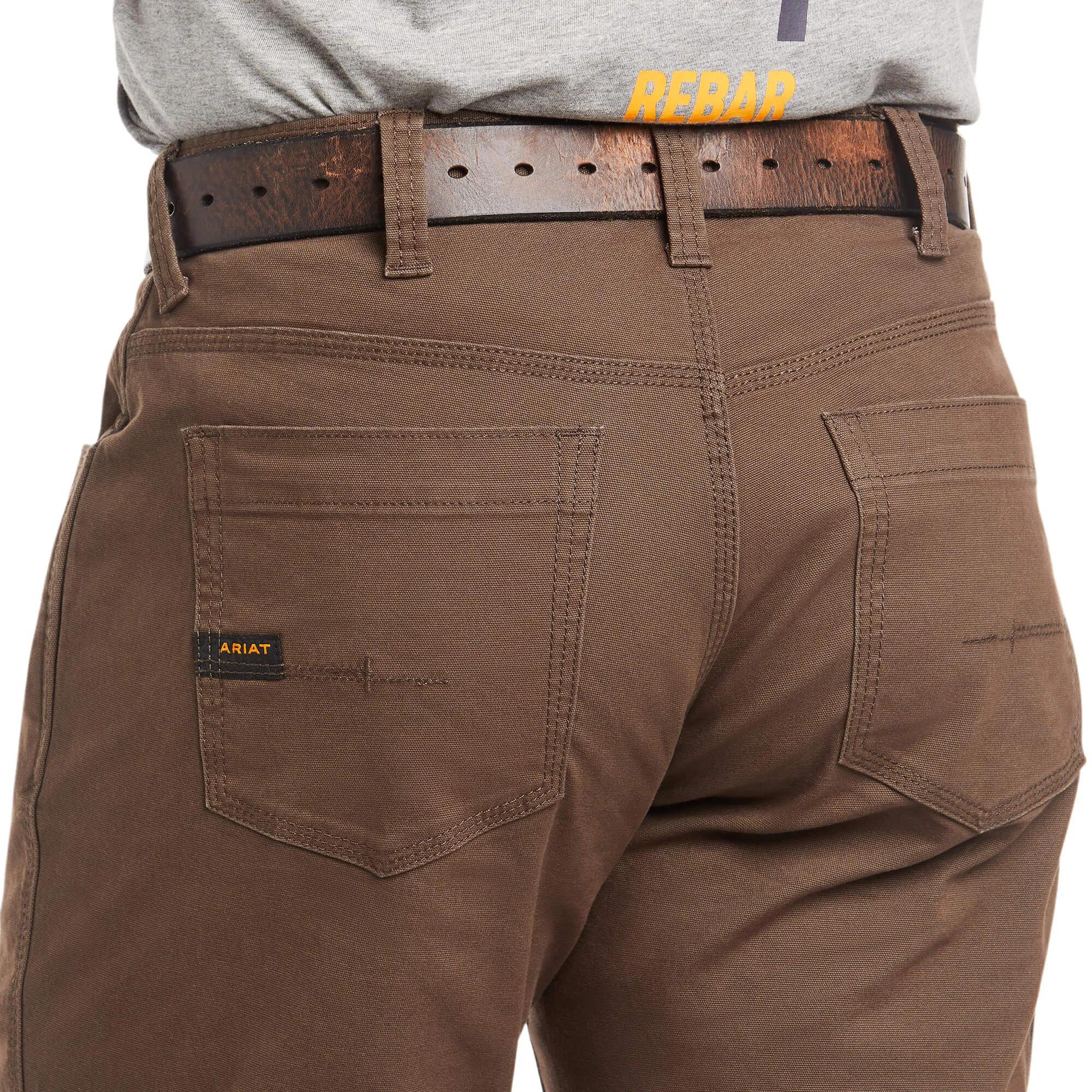 Ariat 10034622 Wren Brown Rebar M4 Low Rise DuraStretch Made Tough Stackable Straight Leg Pant