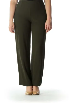 Army Green High-Waisted Designer Pant