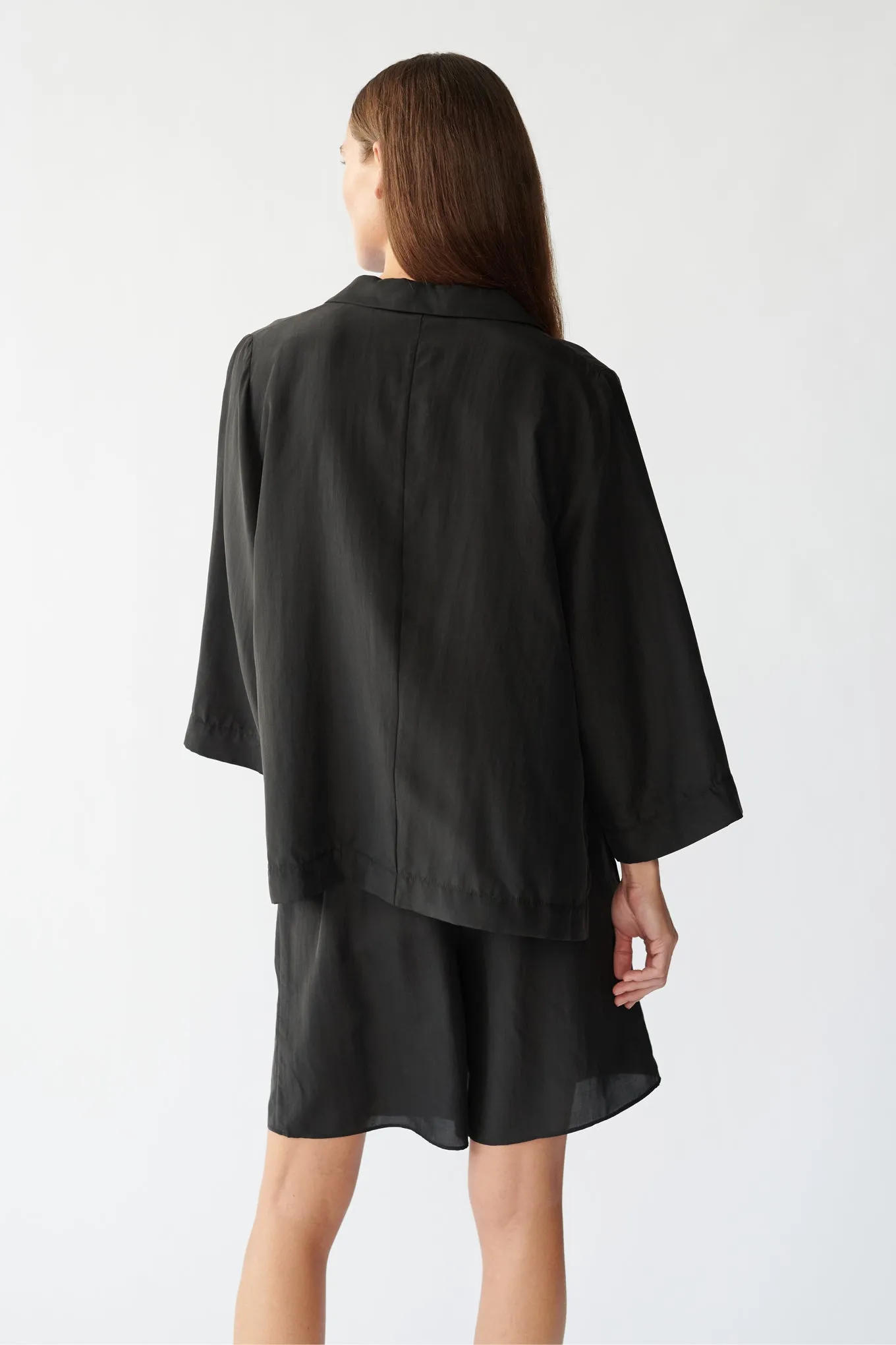 BARNEY SHIRT - BLACK - RECYCLED SILK/SILK