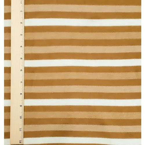 Beige/White/Tan Semi-Opaque Striped Jersey Knit Fabric