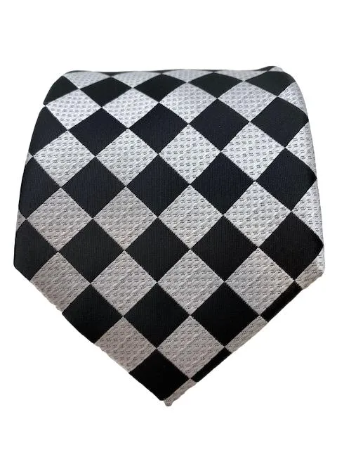 Black and Silver Diamond Tie