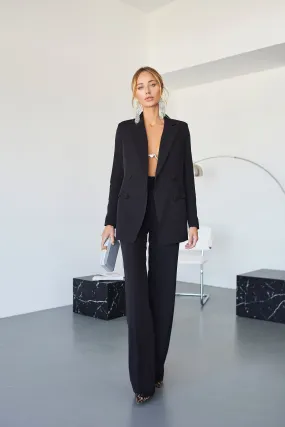 Black Belted Double Breasted Suit 2-Piece