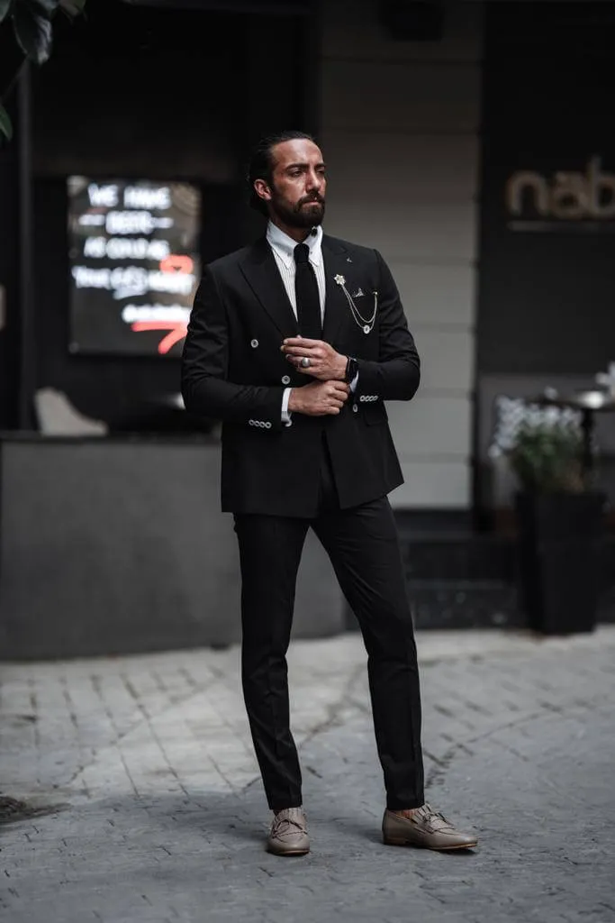 Black Double Breasted Suit