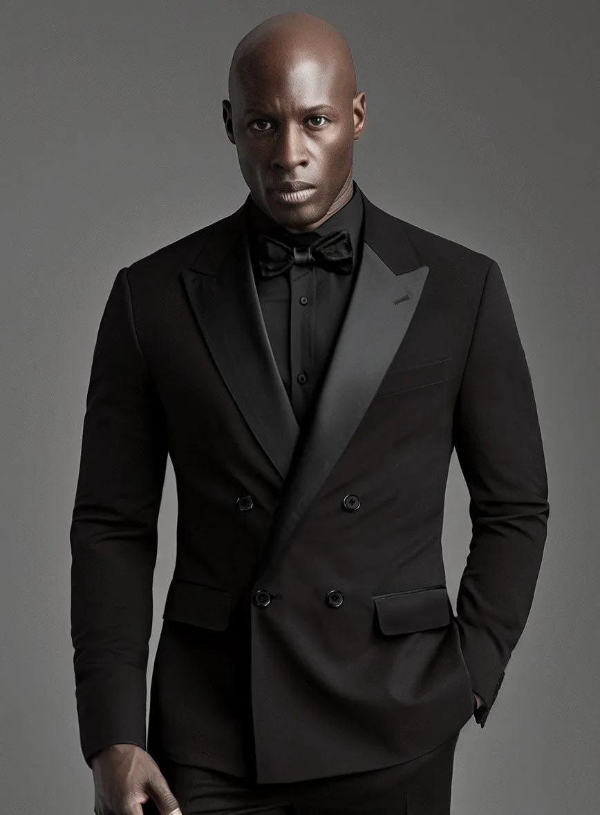 Black Smoking Double Breasted Tuxedo Suit