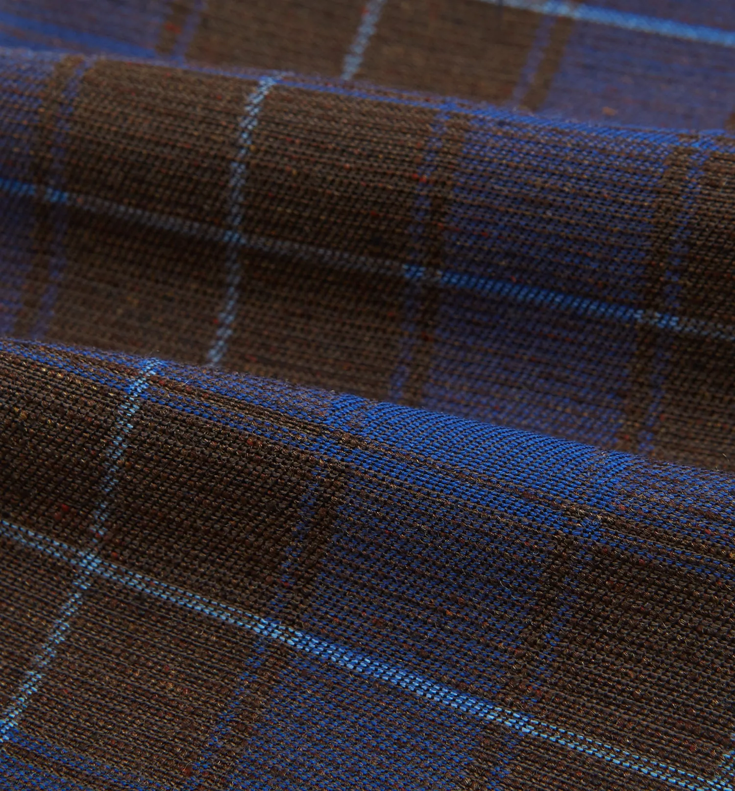 Blue and Brown Tartan Silk Blend Cravat