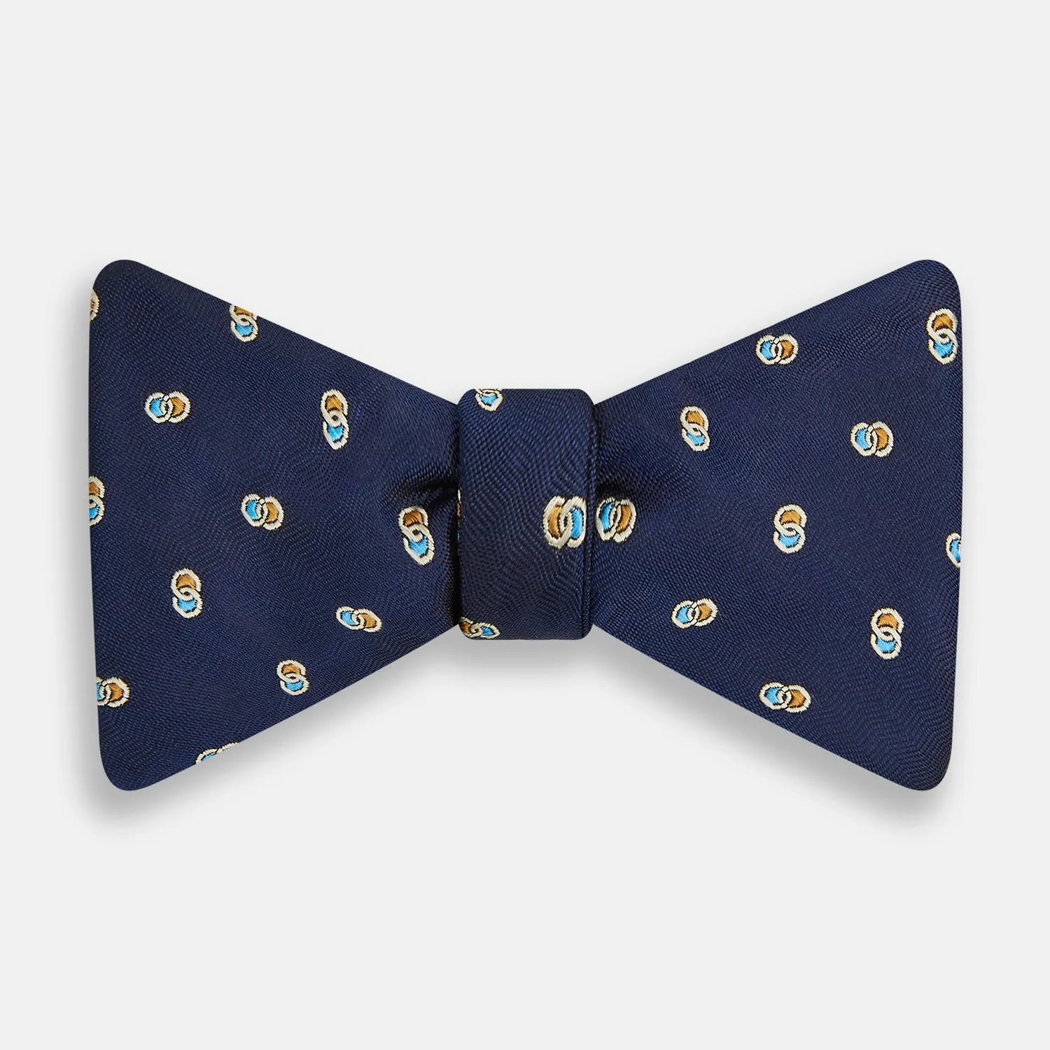 Blue and Yellow Links Silk Bow Tie