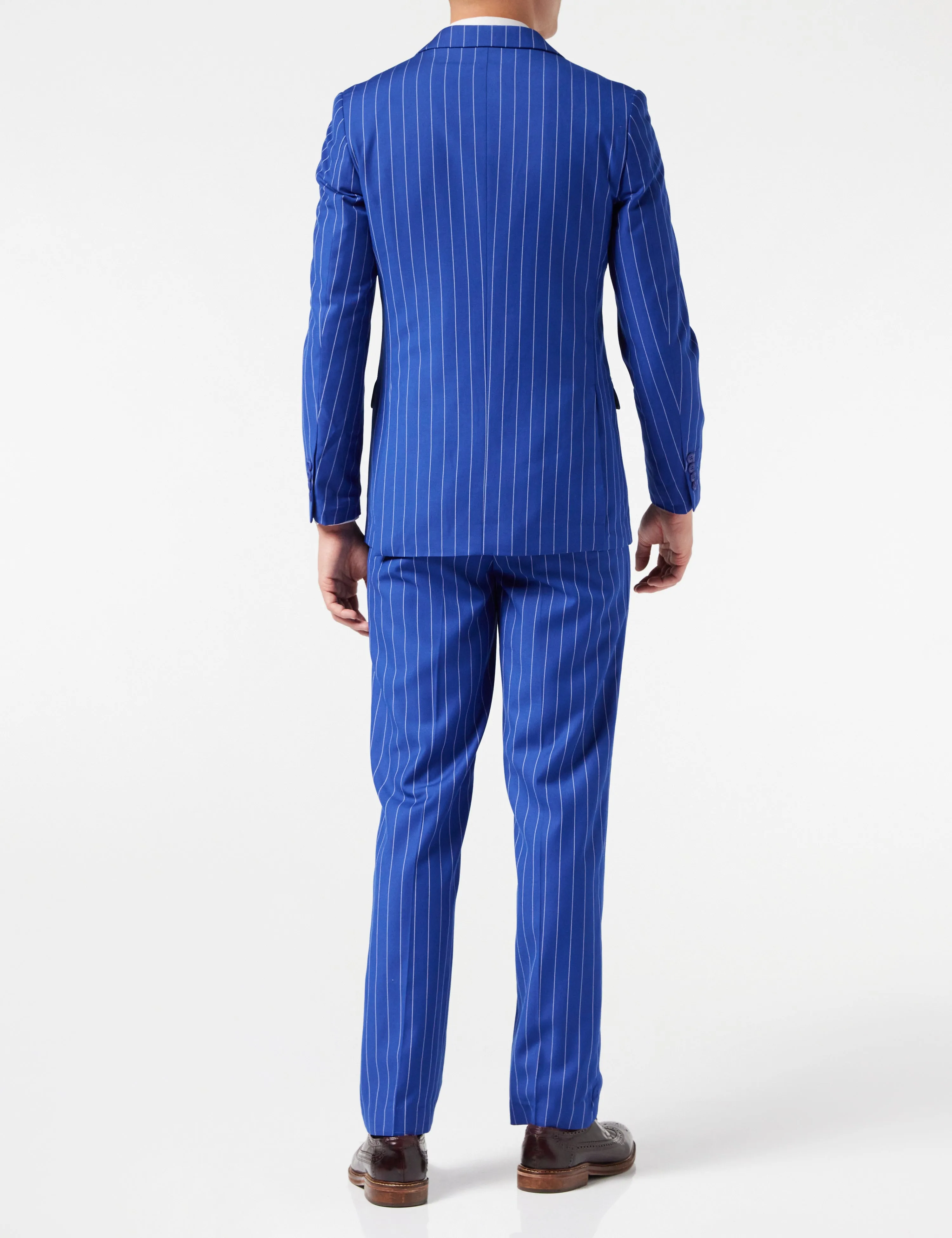 BLUE DOUBLE BREASTED WIDE CHALK STRIPE SUIT