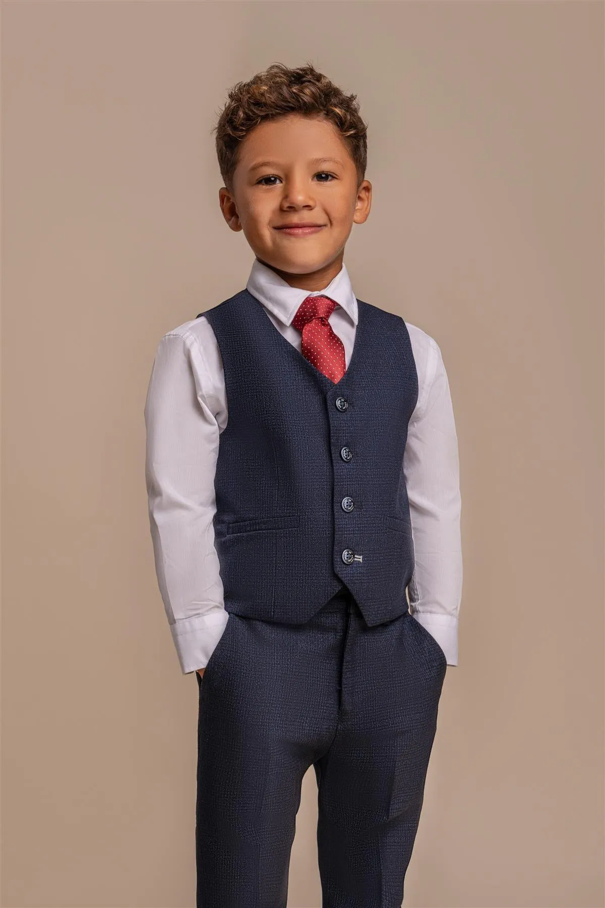 Boys Caridi Navy Three Piece Suit