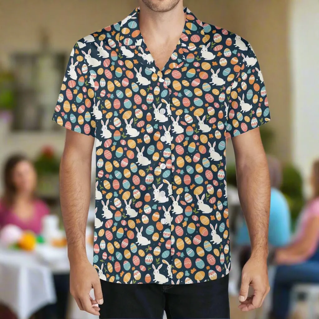 Bunny Eggs Mens Casual Hawaiian Shirt