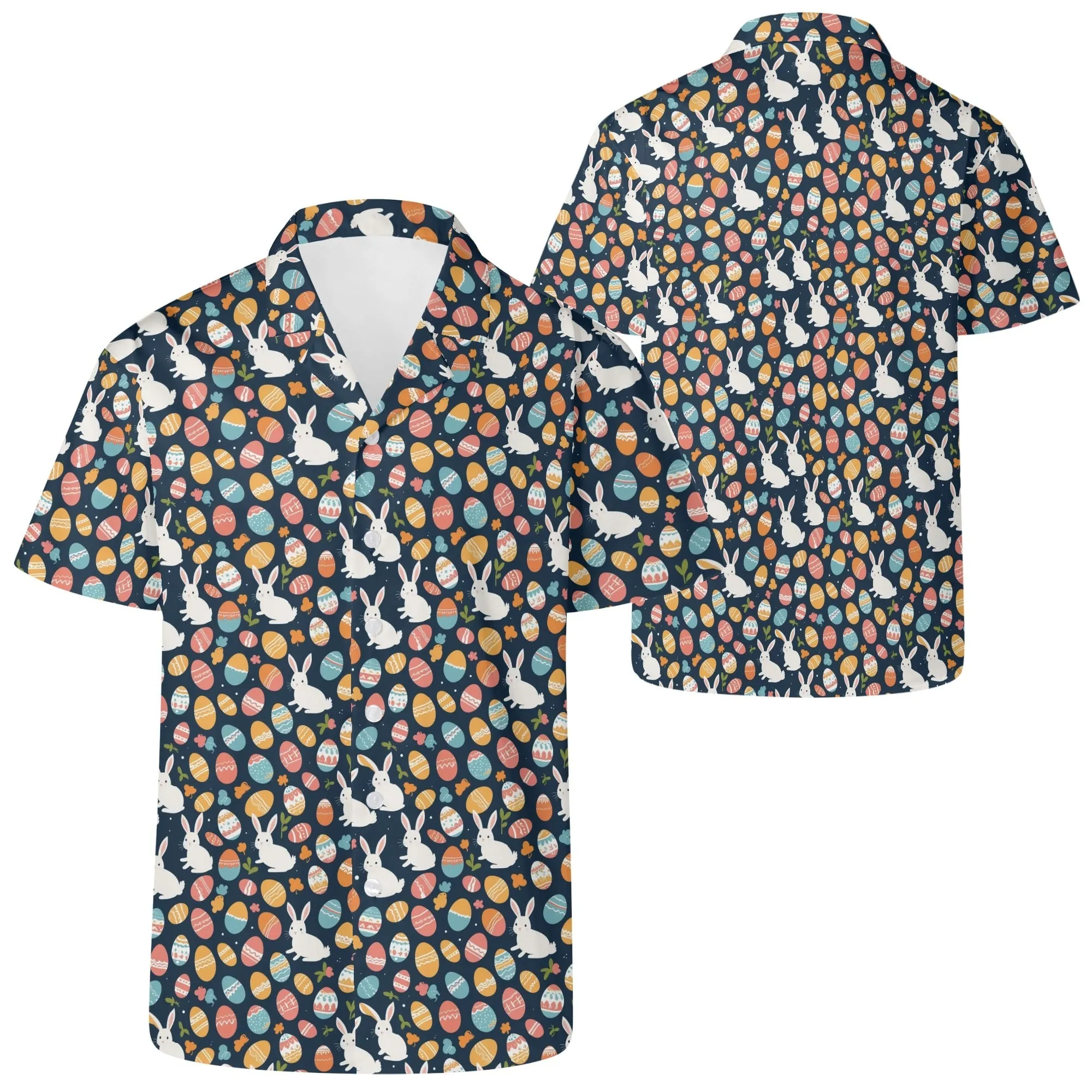 Bunny Eggs Mens Casual Hawaiian Shirt