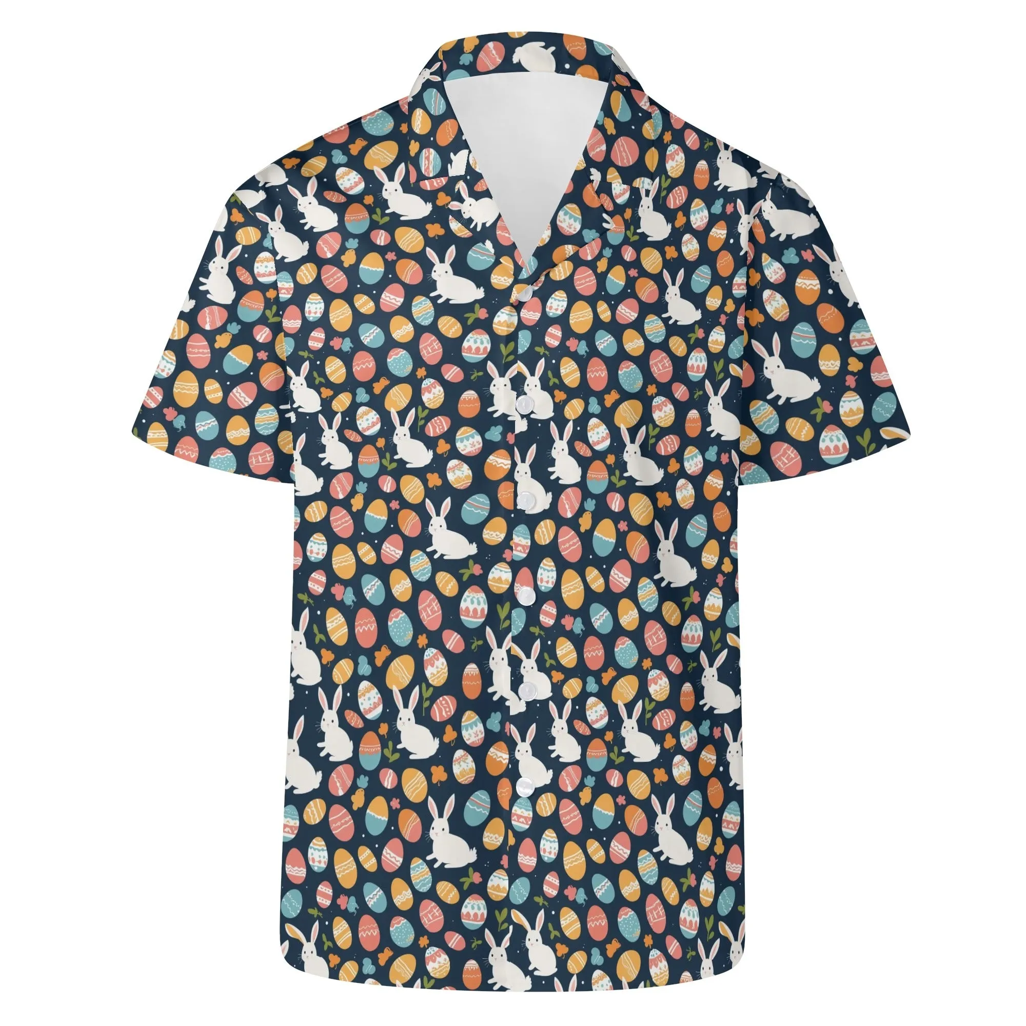 Bunny Eggs Mens Casual Hawaiian Shirt