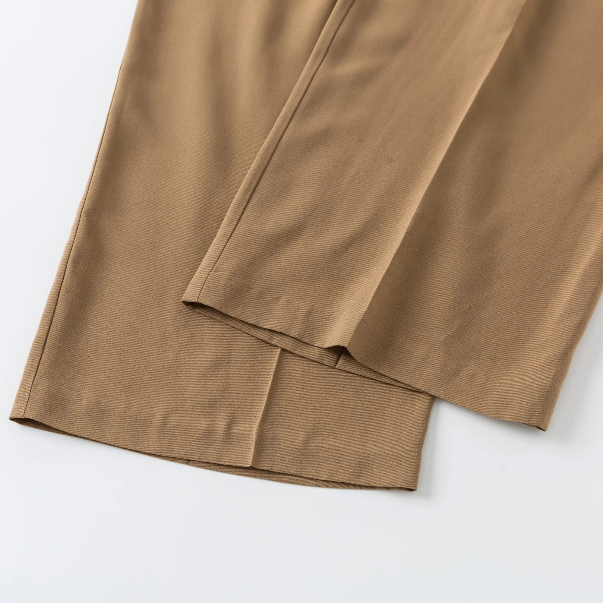 Camel High-waisted Pleated Trousers