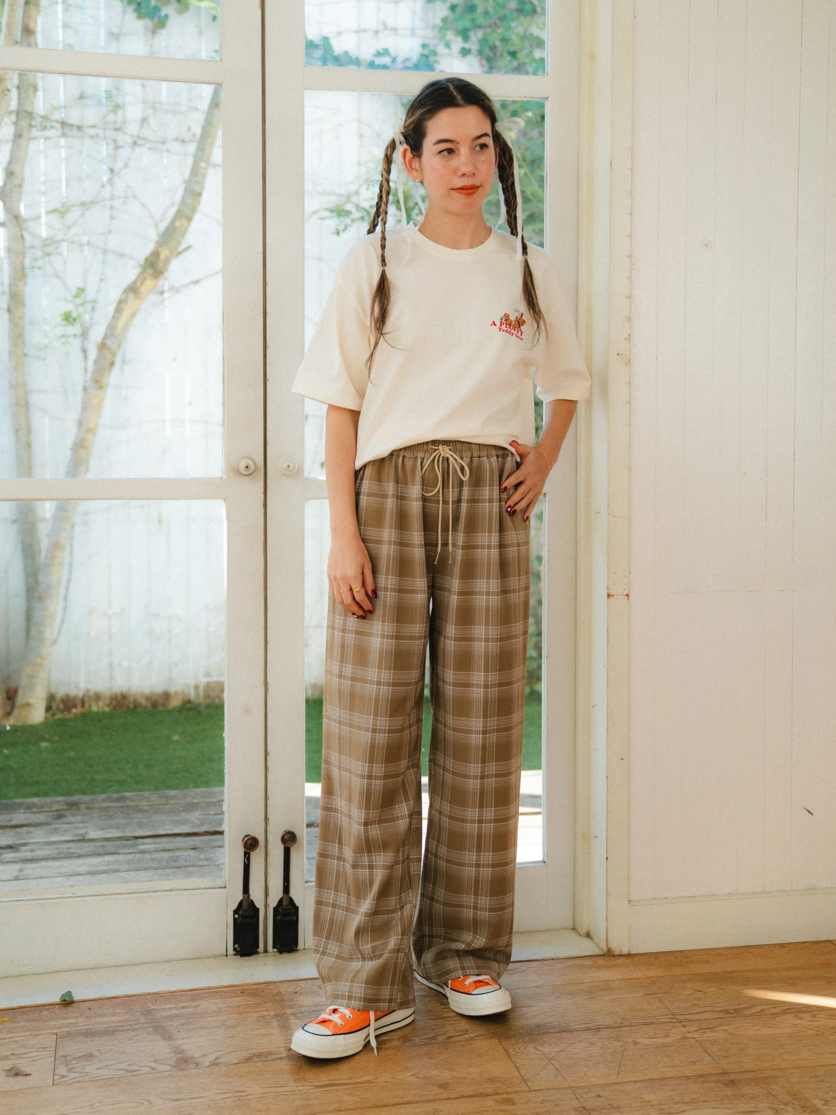 Check High-waisted Easy Pants