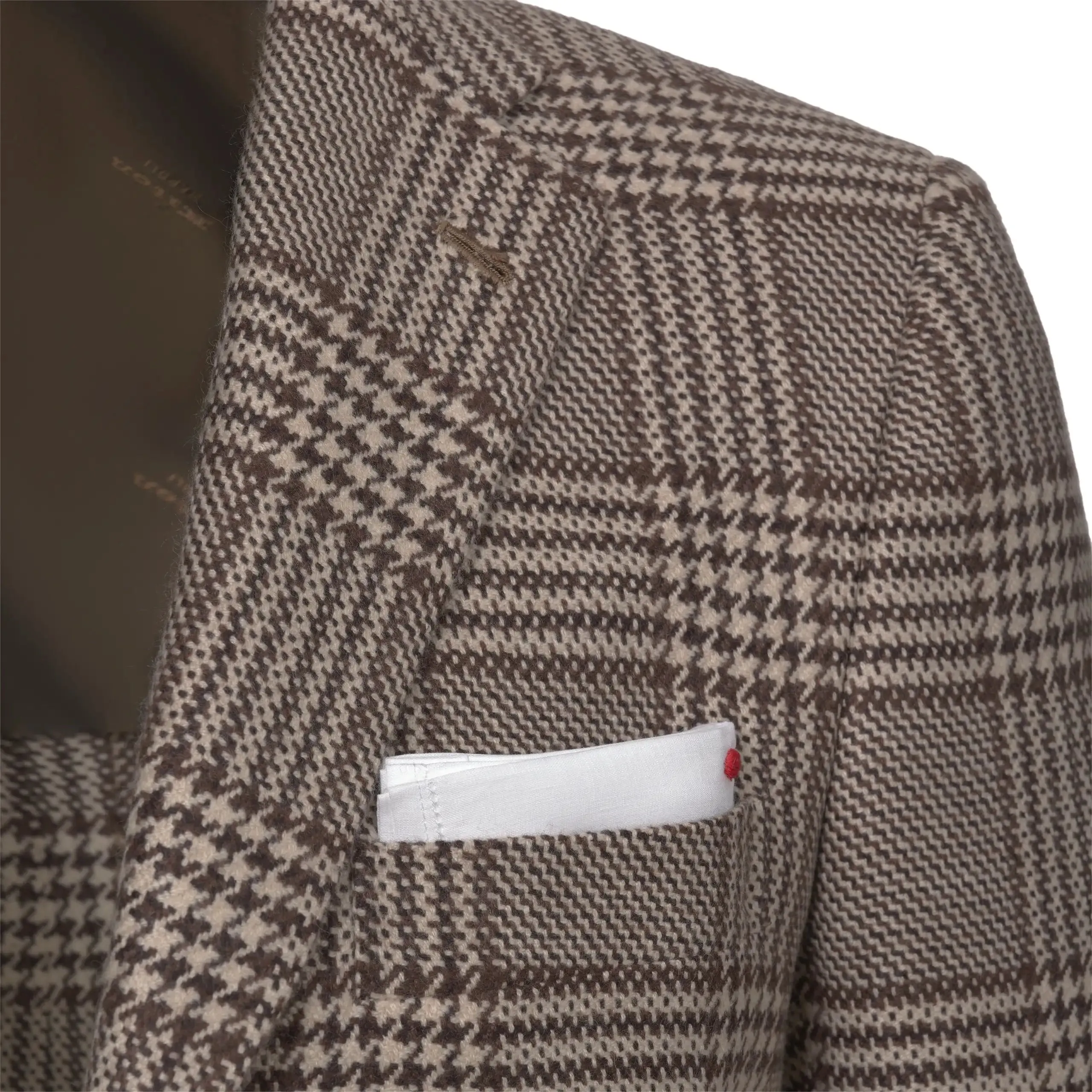 Checked Cashmere Jacket in Brown and White