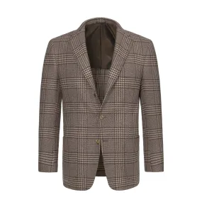 Checked Cashmere Jacket in Brown and White