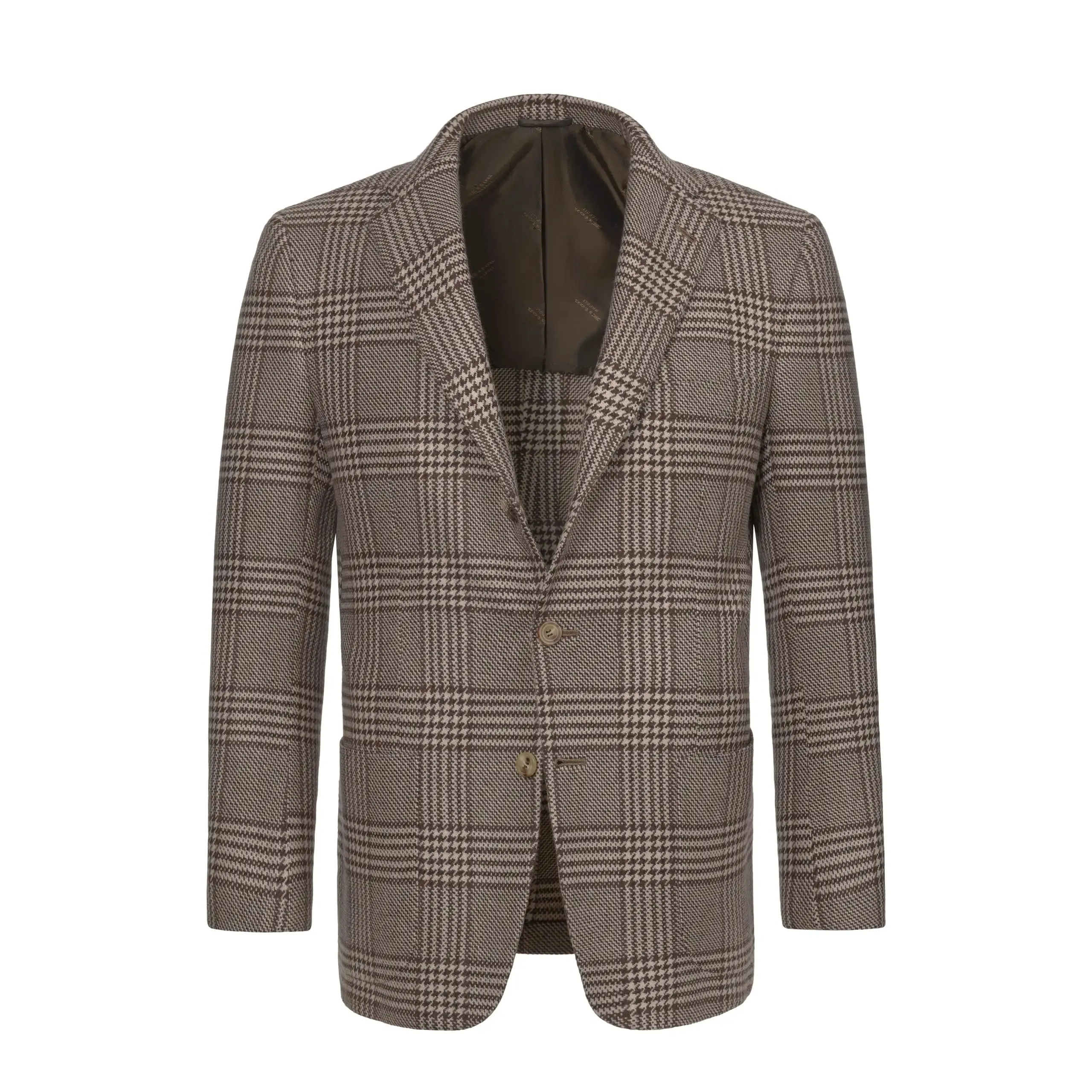 Checked Cashmere Jacket in Brown and White