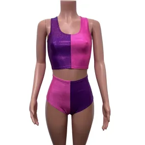 Cheshire Rave Outfit - Pink/Purple Sparkle Festival Set