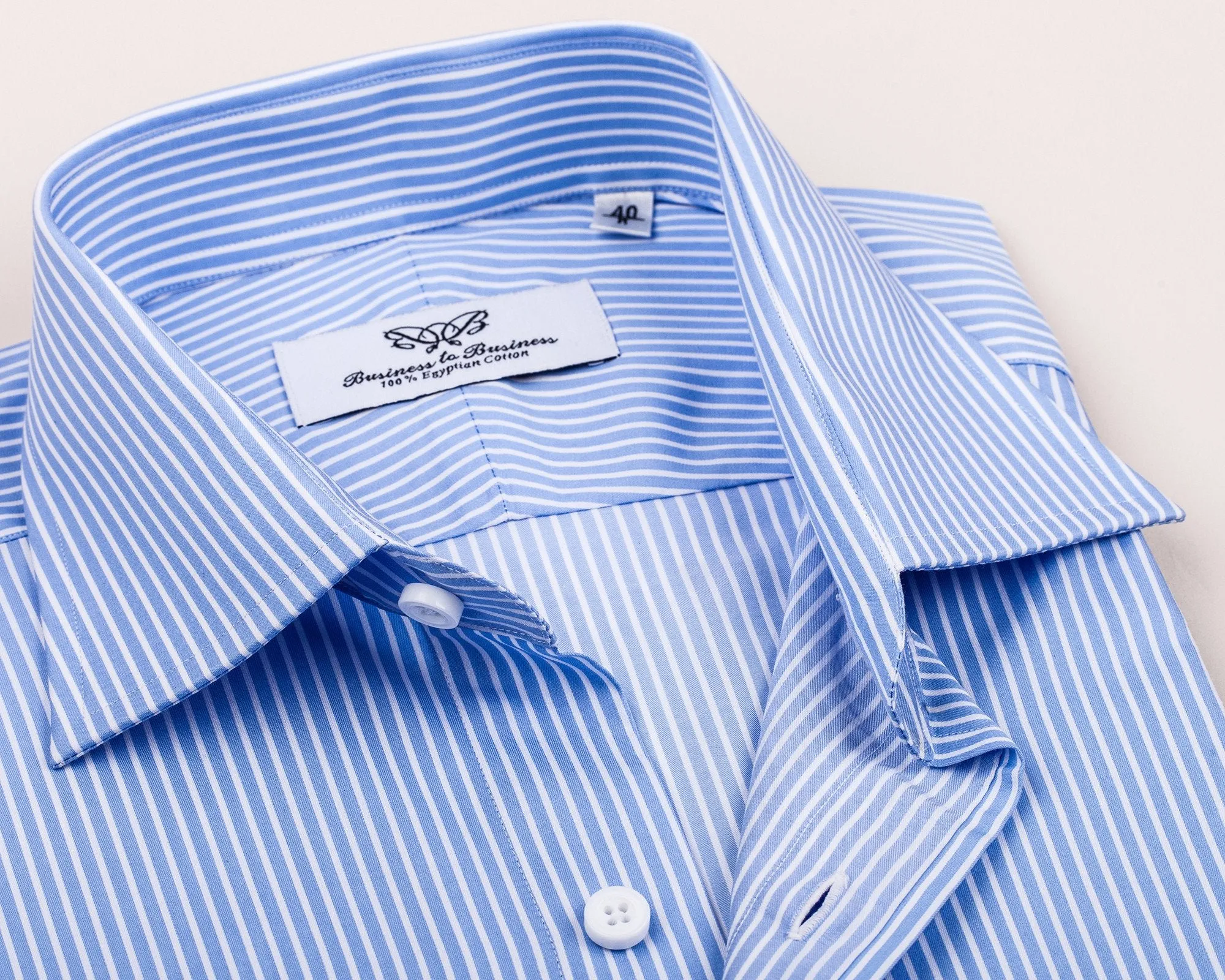 Classic Thin Blue Striped Formal Business Dress Shirt Solid Fashion