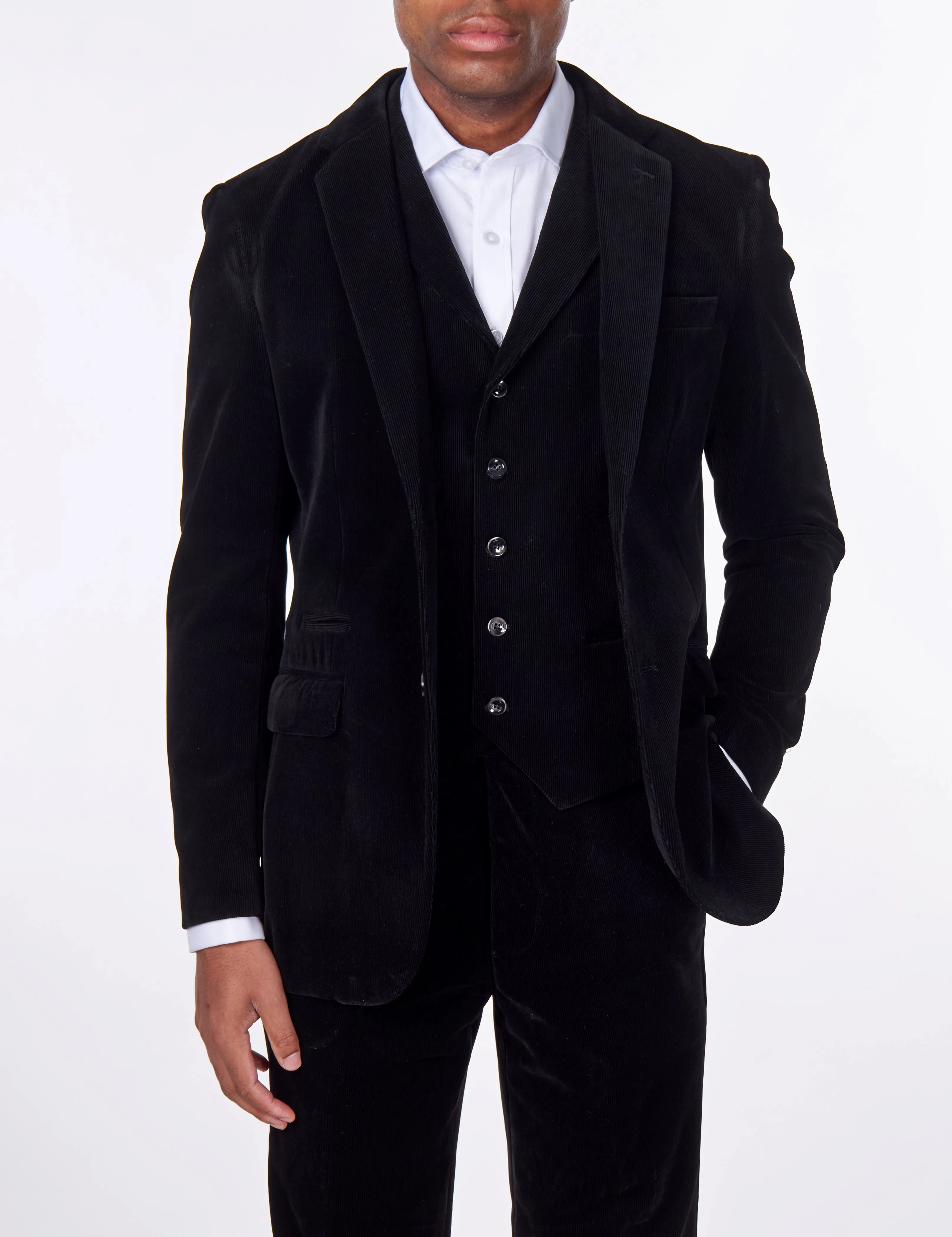 CORDUORY TAILORED FIT SUIT IN BLACK