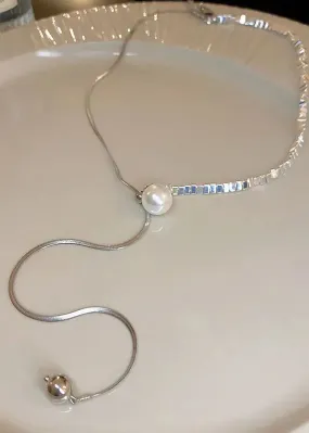 DIY Silk Stainless Steel Pearl Pendant Necklace ML0257