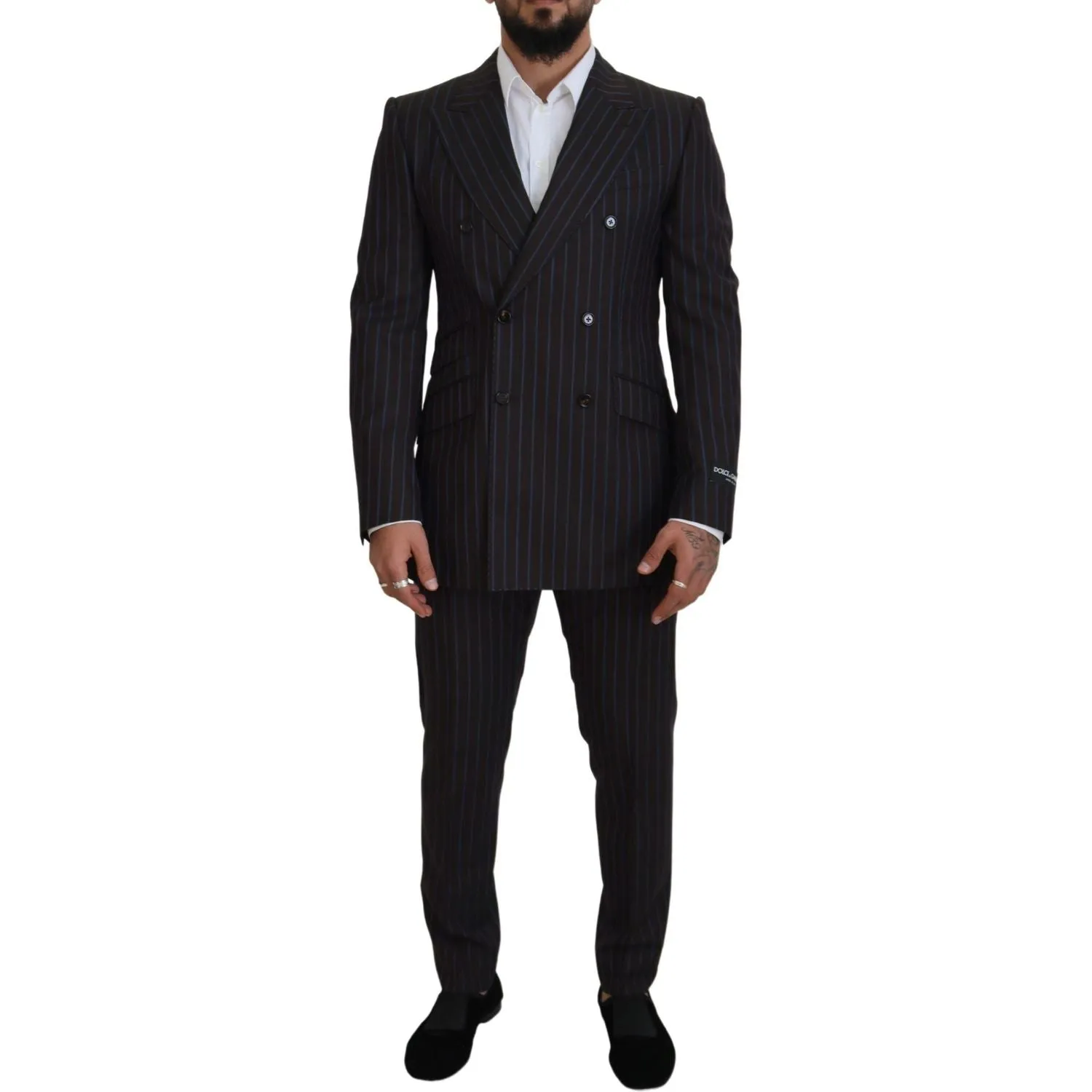 Dolce & Gabbana Elegant Black Striped Virgin Wool Suit