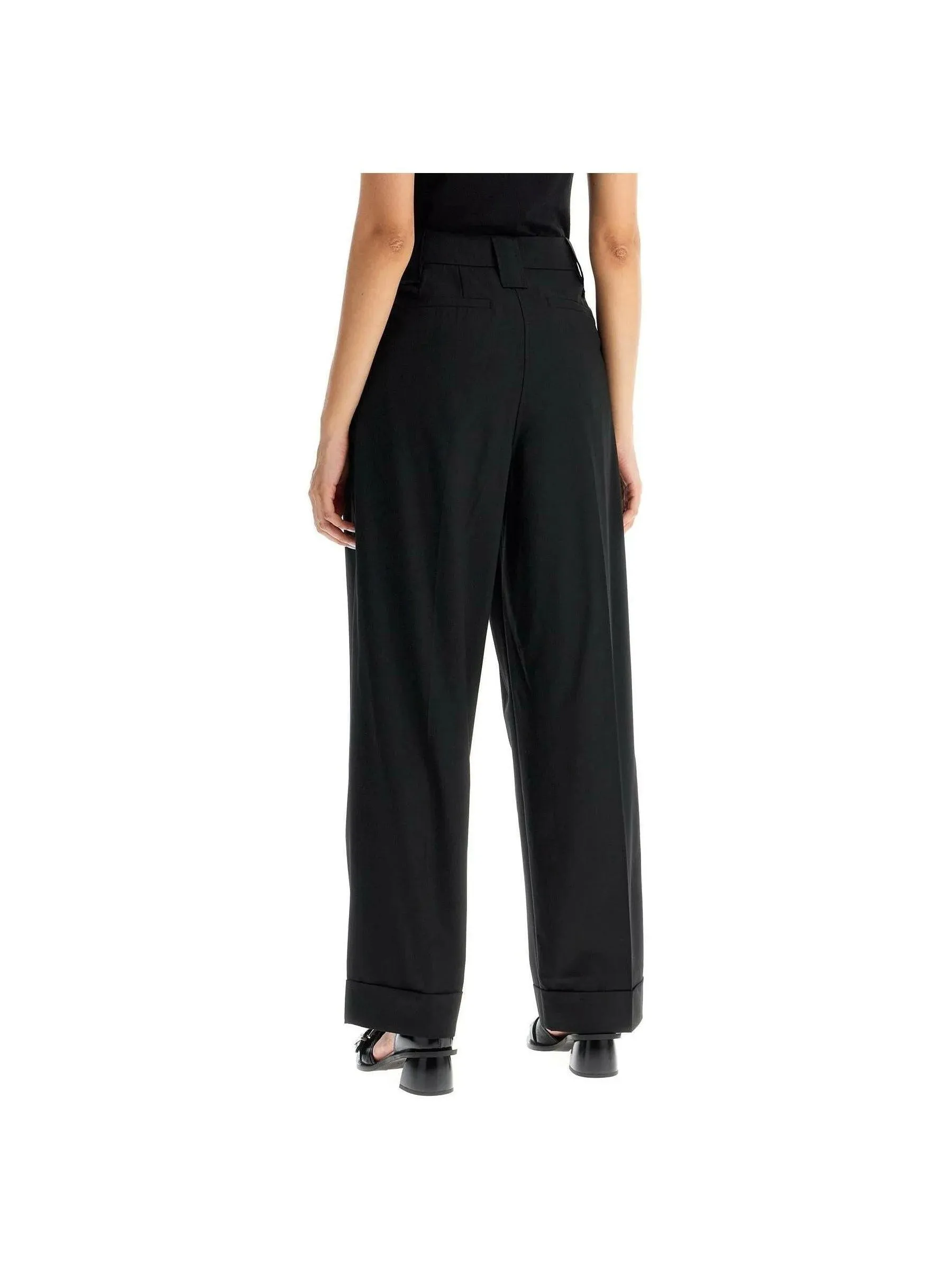 Drapey Melange Wide-Leg Trousers