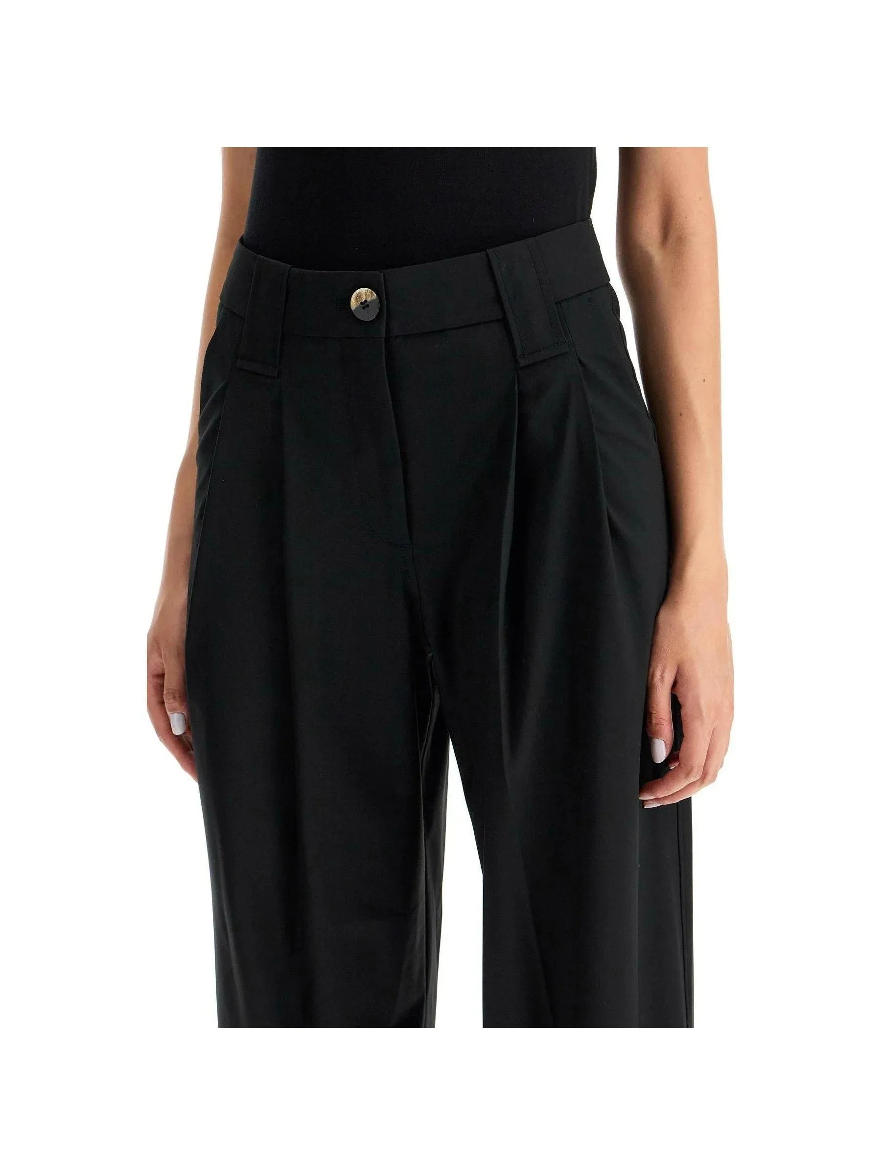 Drapey Melange Wide-Leg Trousers