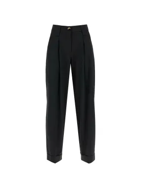 Drapey Melange Wide-Leg Trousers