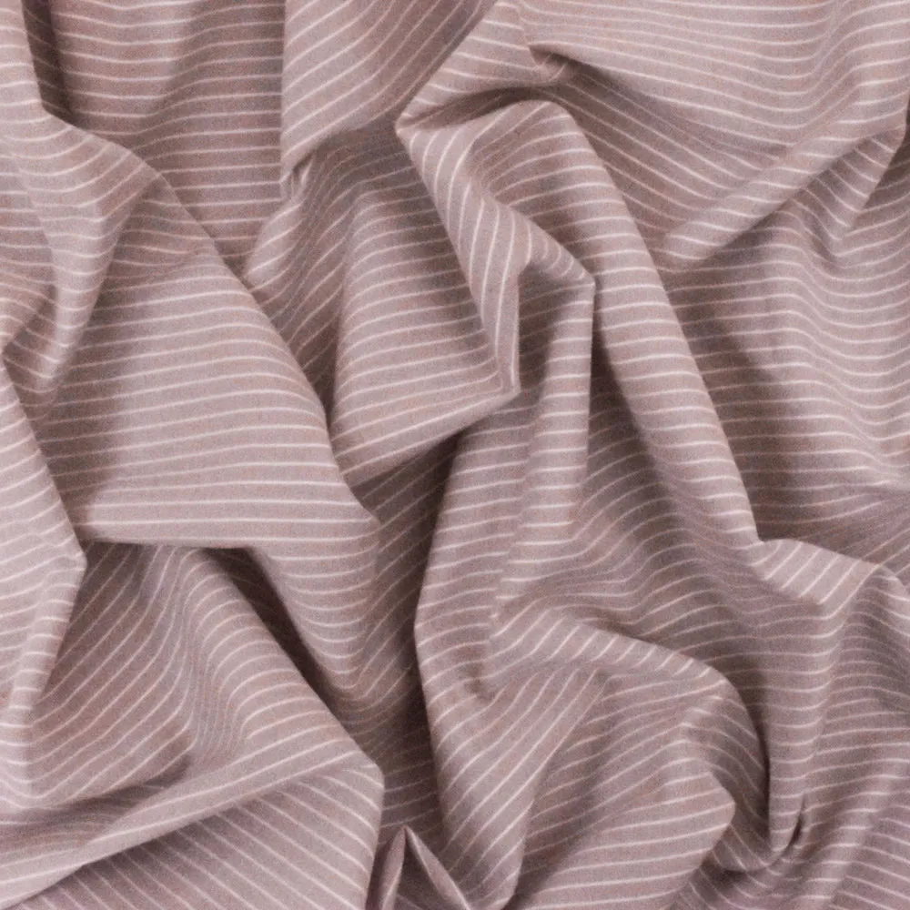 Dusty Rose Pink-White Striped Stretch Shirting Woven Fabric