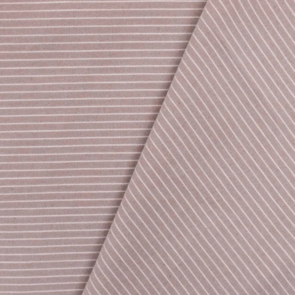 Dusty Rose Pink-White Striped Stretch Shirting Woven Fabric