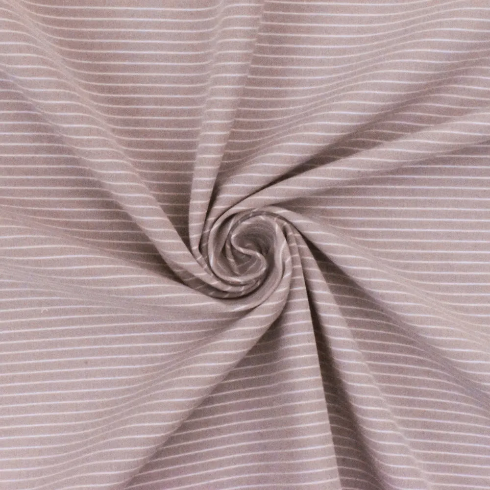 Dusty Rose Pink-White Striped Stretch Shirting Woven Fabric