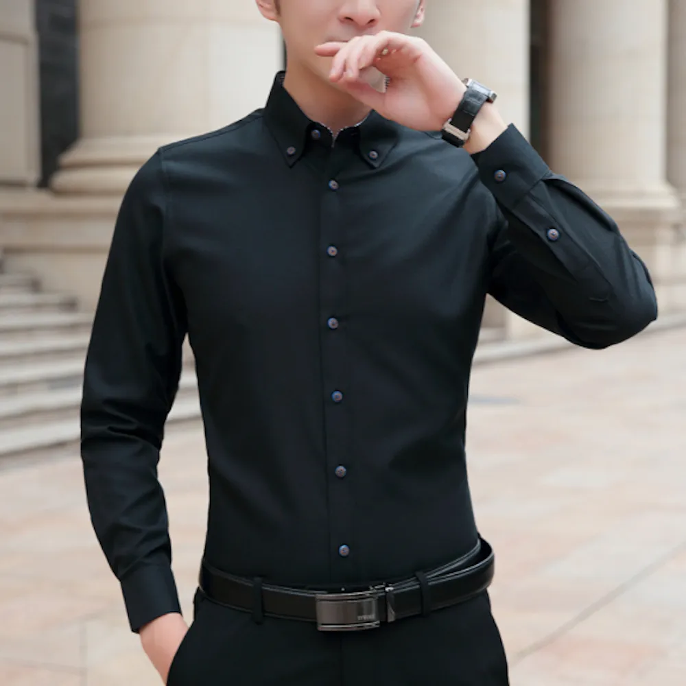 Elegant Men's Oxford Shirt: Slim Fit, Long Sleeve, Versatile Colors