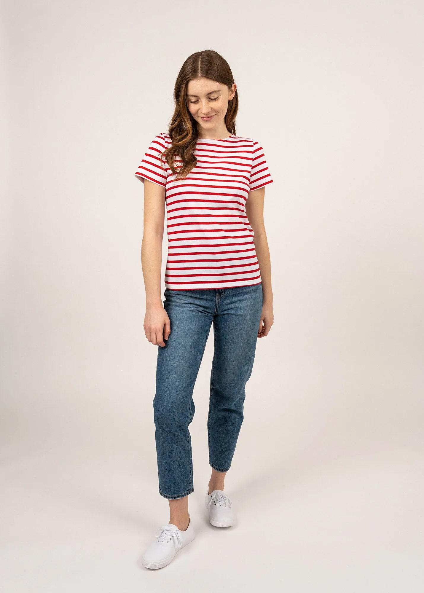 Etrille short sleeve striped sailor shirt - regular fit, in light cotton (NEIGE/TULIPE)