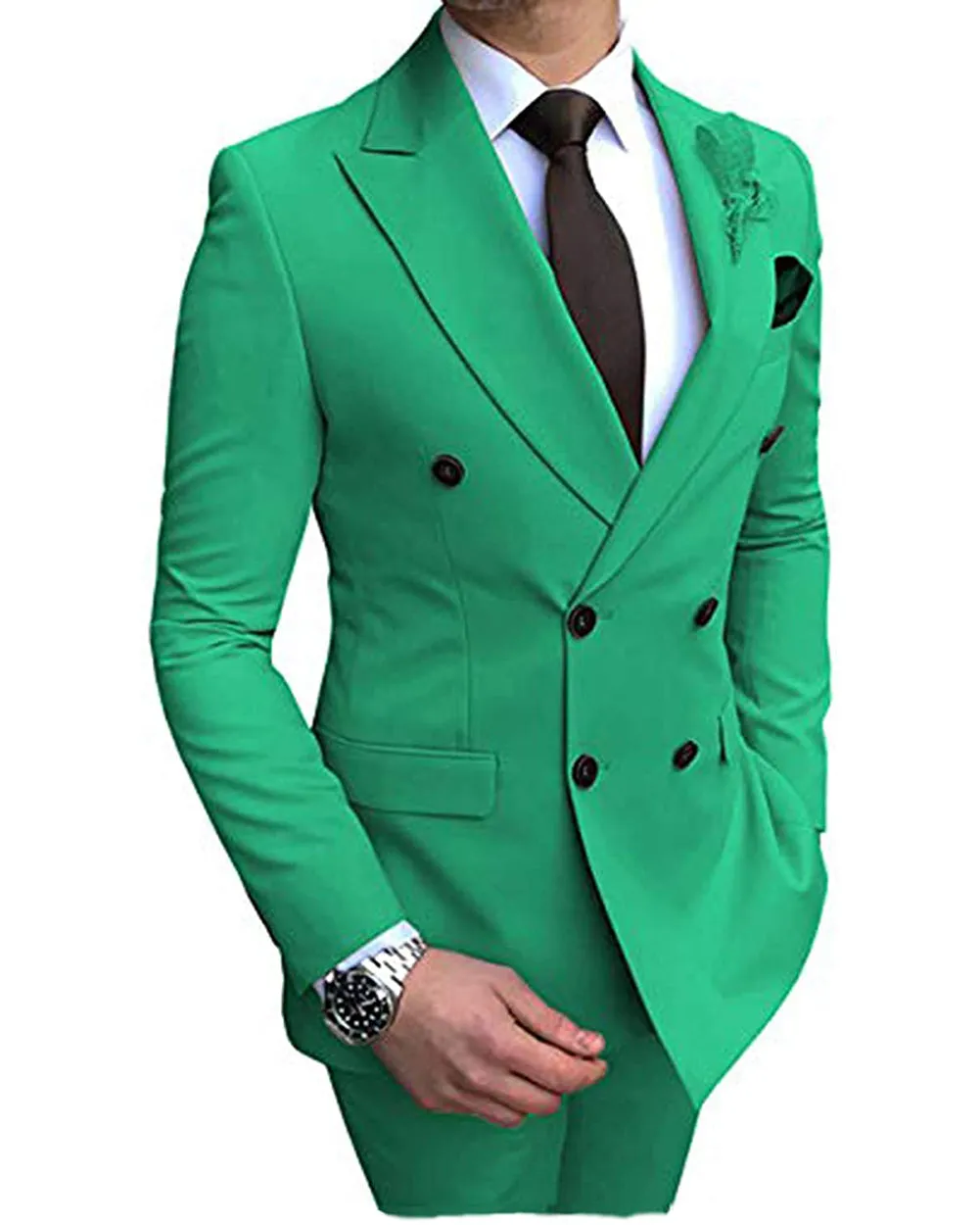 Fashion 2 Pieces Mens Suit Flat Peak Lapel Tuxedos For Wedding (Blazer Pants)