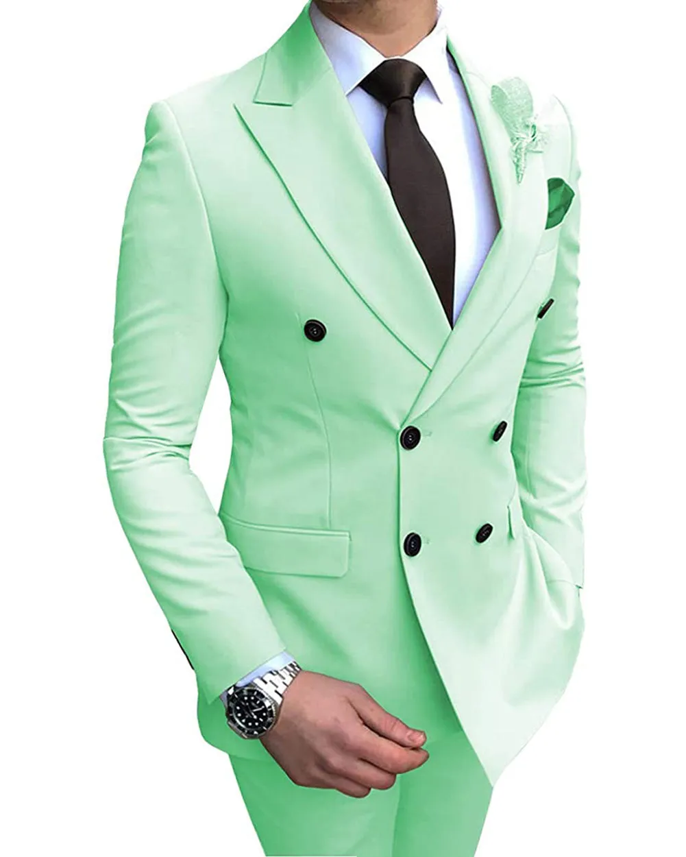 Fashion 2 Pieces Mens Suit Flat Peak Lapel Tuxedos For Wedding (Blazer Pants)