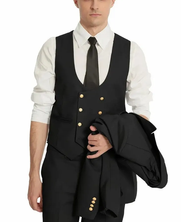 Fashion 3 Pieces Mens Suit Shawl Lapel Tuxedos For Wedding (Blazer vest Pants)