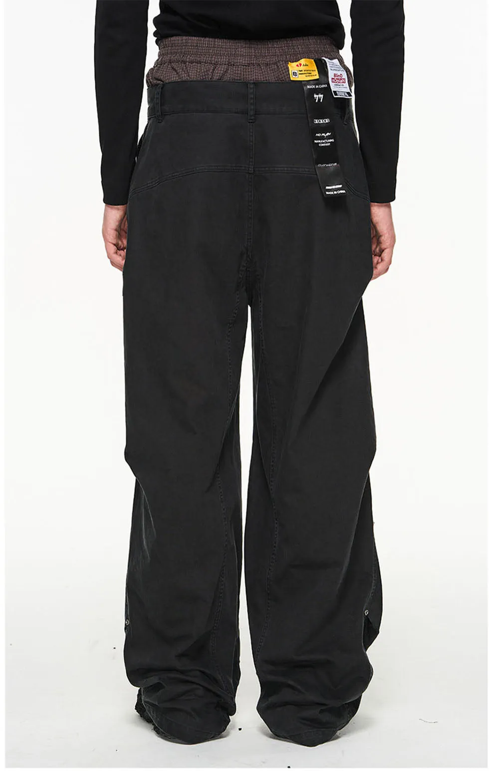 Faux Two-piece Washed Pleated Pants