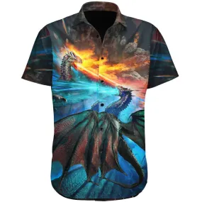 Fire and Ice Dragons Button Up Shirt