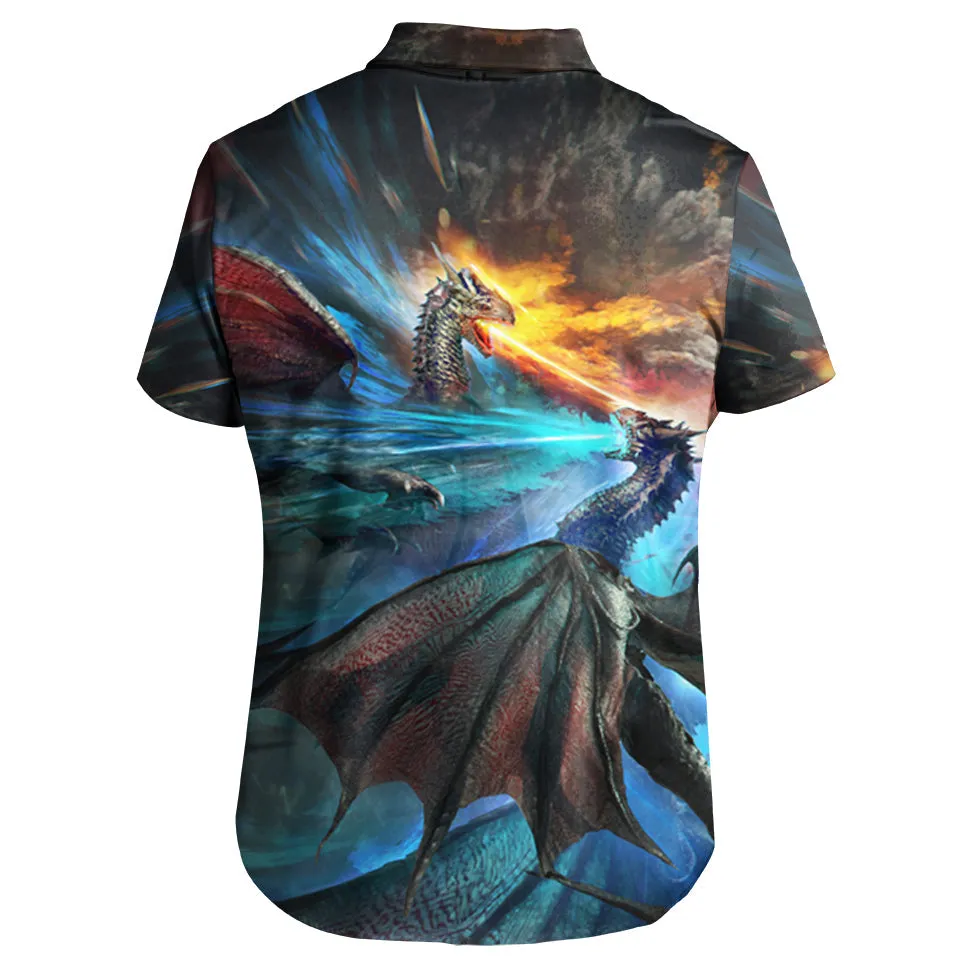 Fire and Ice Dragons Button Up Shirt