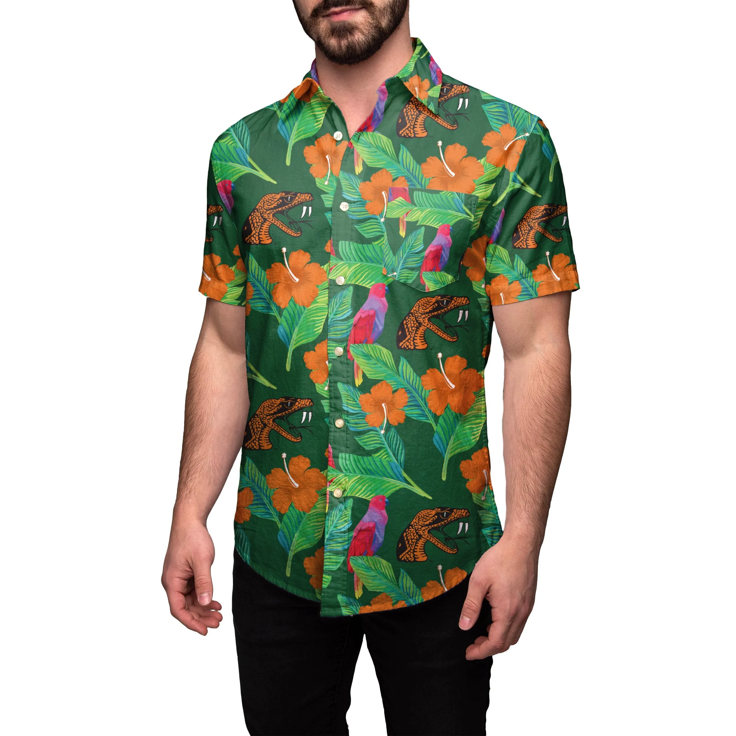 Florida A&M Rattlers NCAA Mens Floral Button Up Shirt