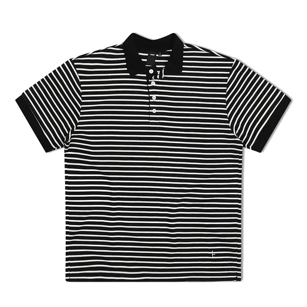 Former Uniform Striped Polo Worn Black / White