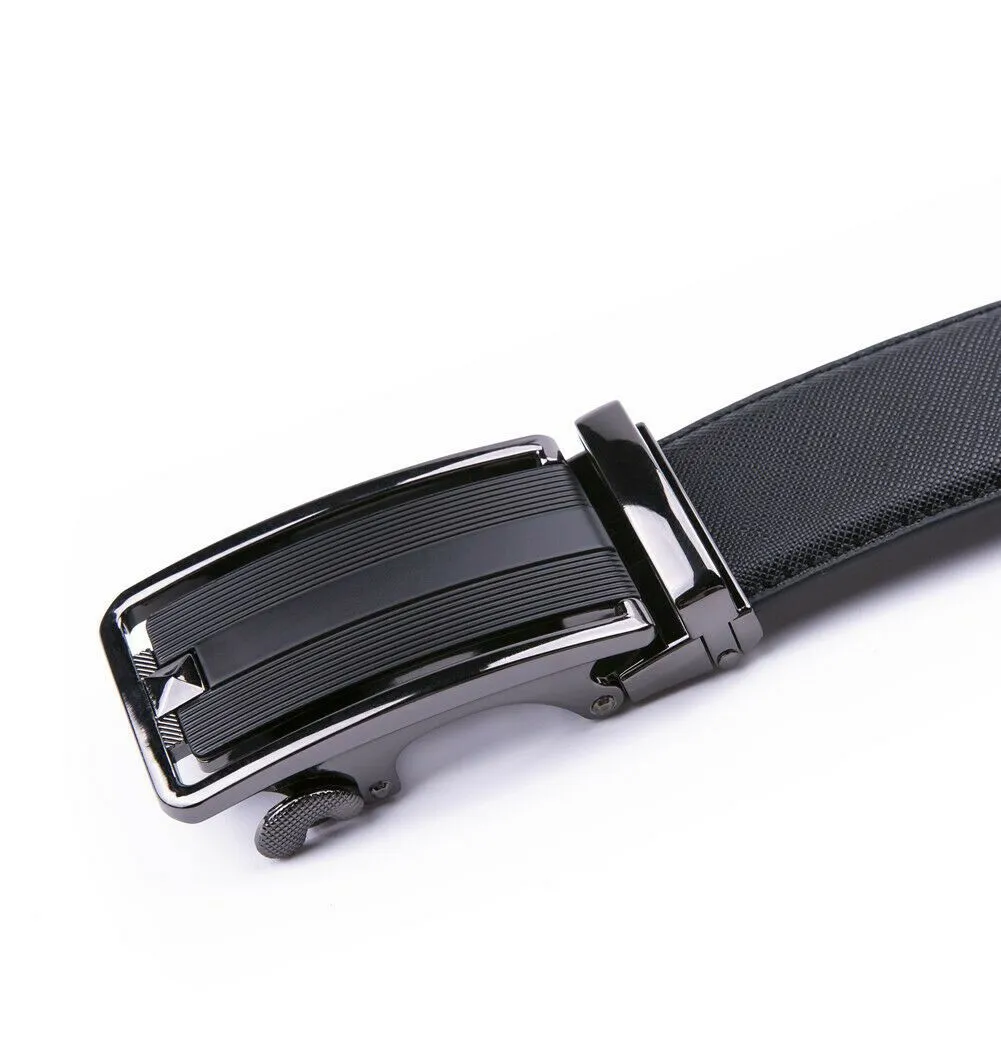 FVLUX™ Faux Leather Ratchet Belt | Men's 1.4" Wide Automatic Slide Buckle | Stainless Steel