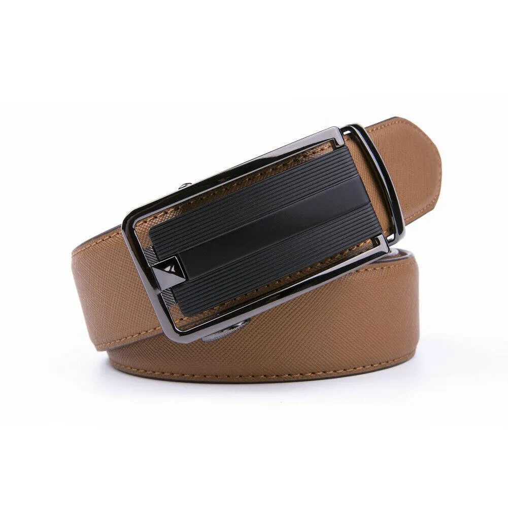 FVLUX™ Faux Leather Ratchet Belt | Men's 1.4" Wide Automatic Slide Buckle | Stainless Steel